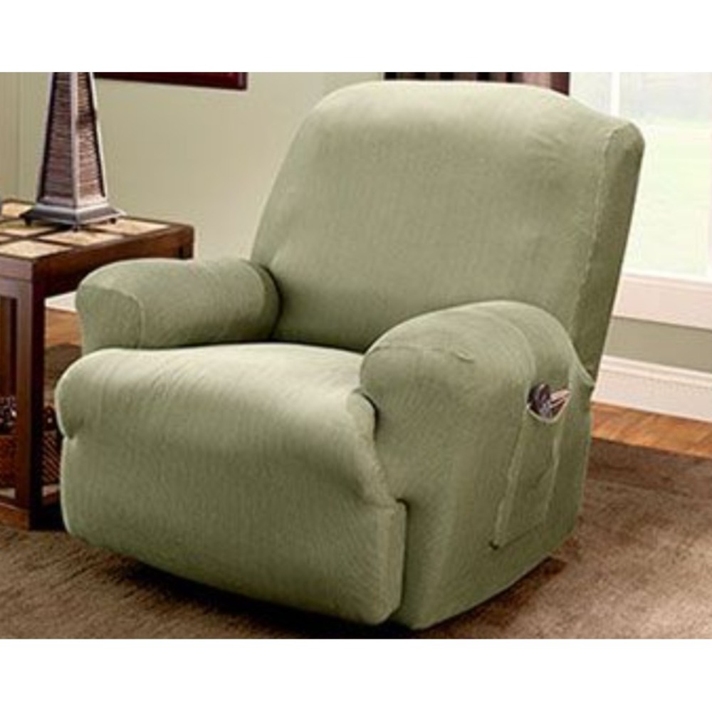 Sure Fit Stretch Stripe Sage Green Recliner Slipcover Chair Cover